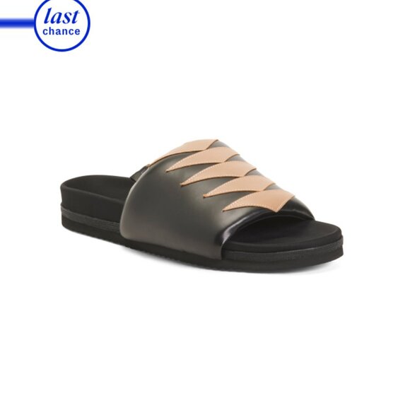 R0AM Black/beige Arrow Slider Sandals - Picture 1 of 2